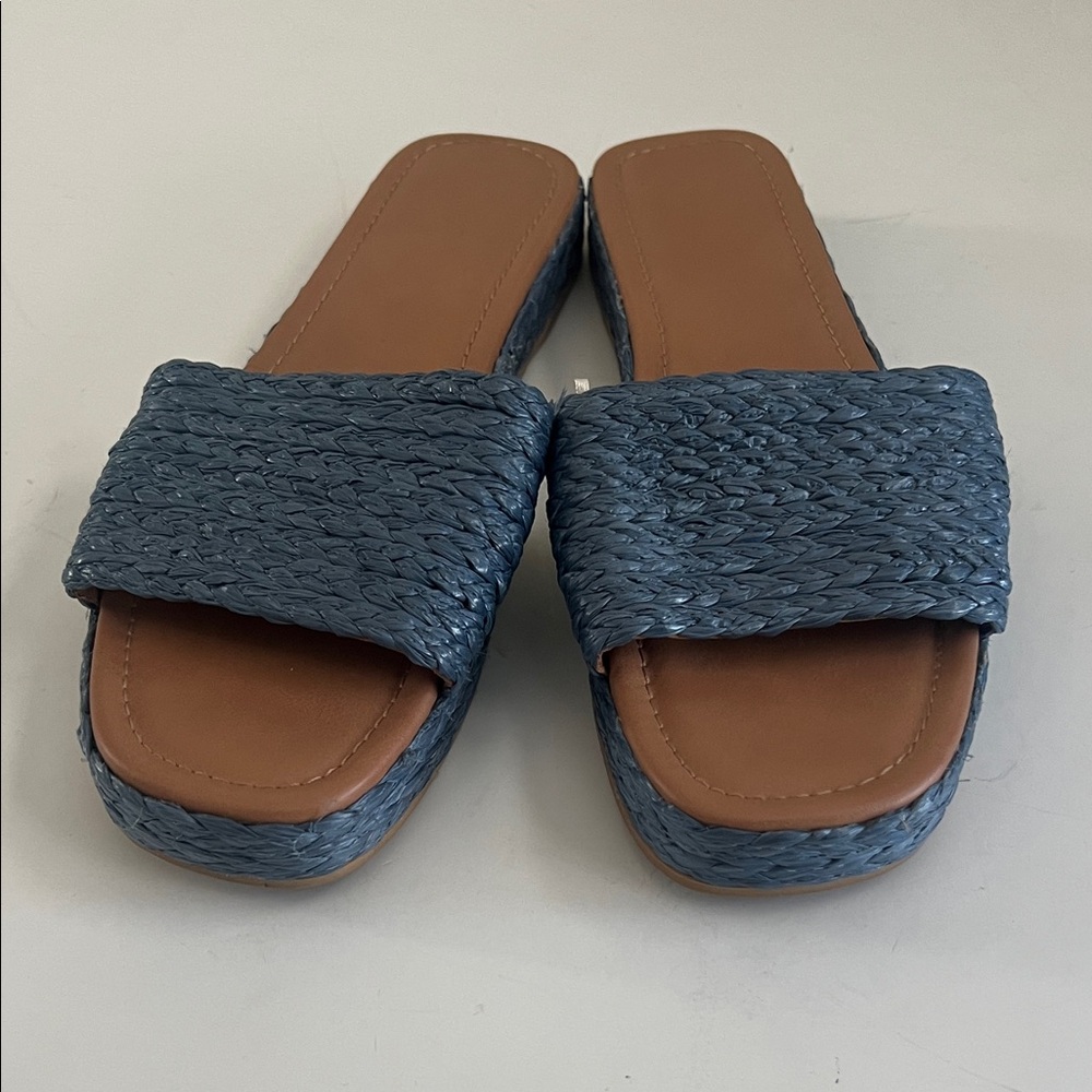 Blue Woven Slide Sandals